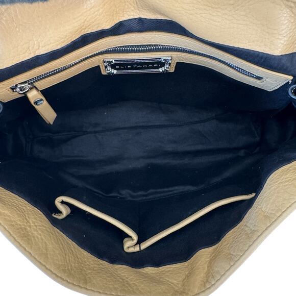 ELIE TAHARI Purse Yellow Gold Silver Colorblock Satchel Shoulder Chain Handle - Picture 8 of 10